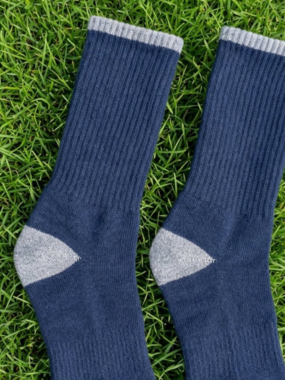 blue and gray pair of socks